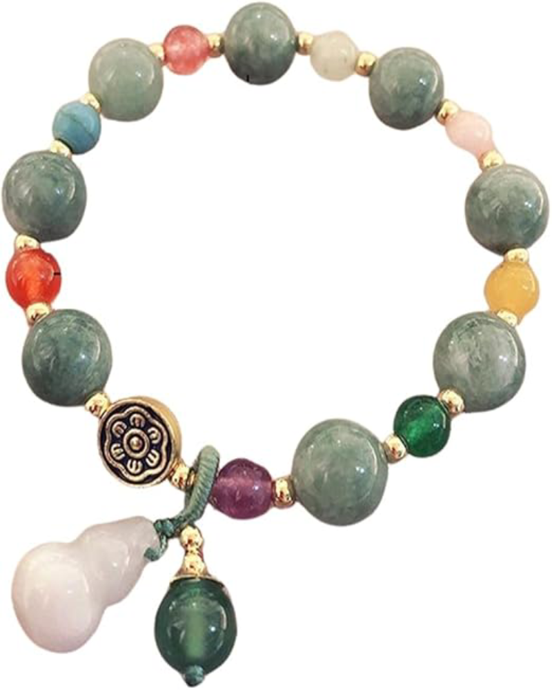 Pulseira Feminina ¨Purity Charm¨ Com Jade Sintética e Calcedônia – Pedras de Proteção, Amor e Energia Positiva – Ajustável 16 a 20cm
